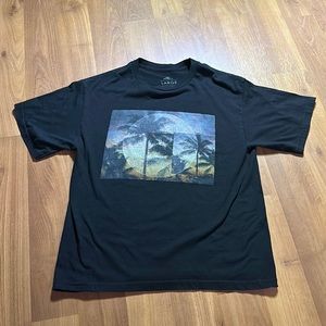 O’Neill Shirt Mens Large Black Short Sleeve Graphic Palm Trees